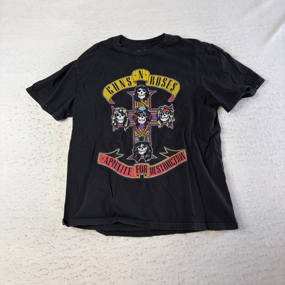 Guns N Roses T-Shirt Mens Medium Black Appetite For Destruction Graphic